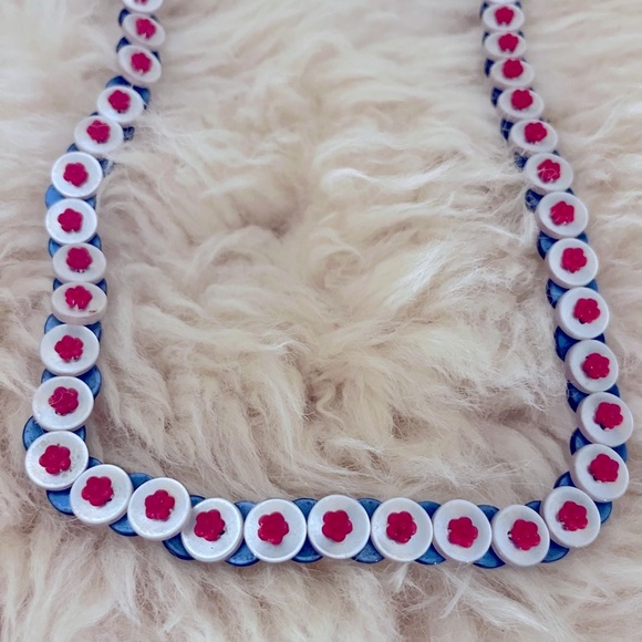 Handmade Button Vintage Red/ White/ Blue - Picture 1 of 7